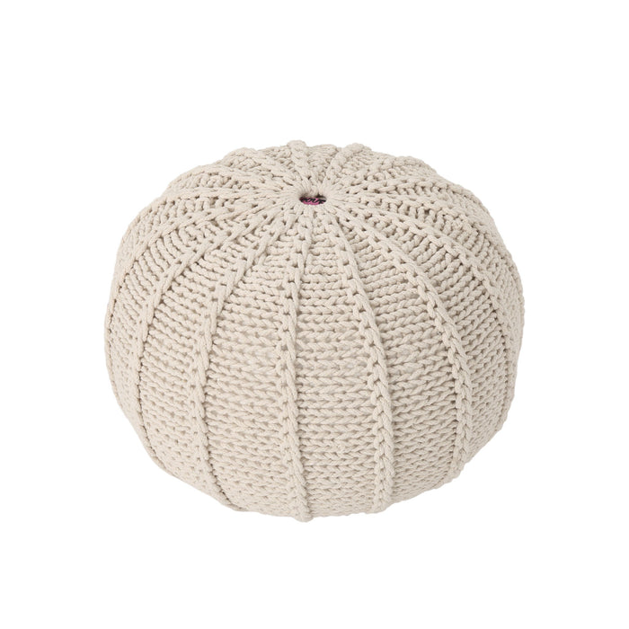 Bordeaux - Knitted Cotton Round Pouf Ottoman And Floor Cushion