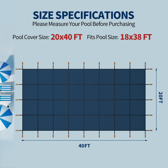 Swimming Pool Safety Cover For Underground Pools - Blue