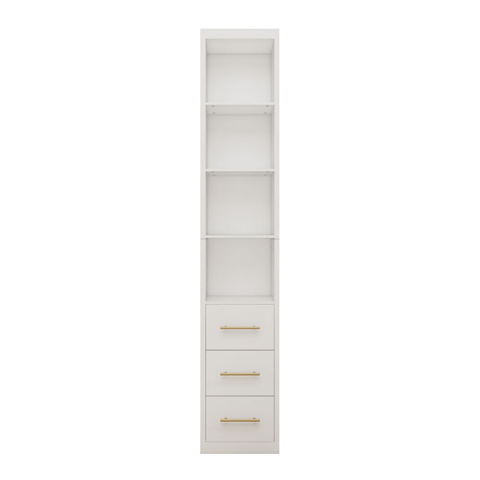 Rectangular Side Storage Cabinet With 3 Drawers For Bedroom - White