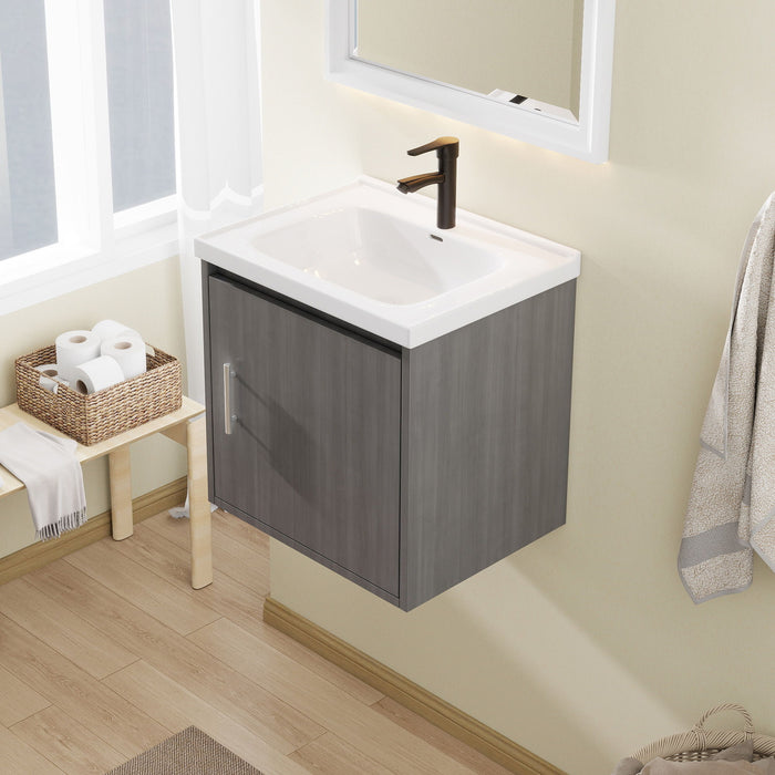 Floating Bathroom Vanity Combo, Wall Mounted Cabinet With Sink & Soft Close Doors For Small Bathrooms