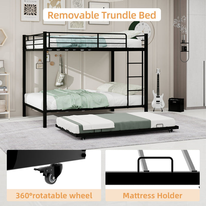Bunk Bed For Kids, Convertible Frame With Ladders & Guardrail