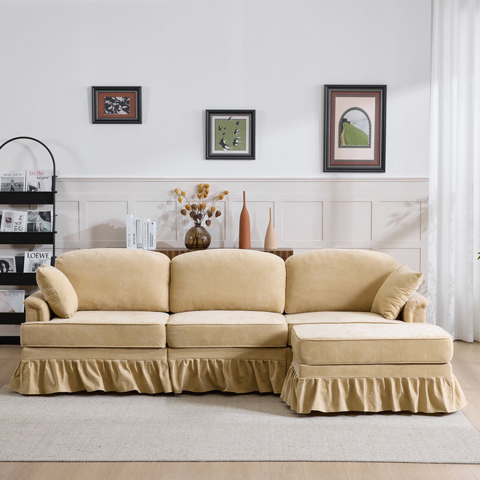Cloud Sofa With Removable Ruffled Skirt With Ottoman And Flared Arms