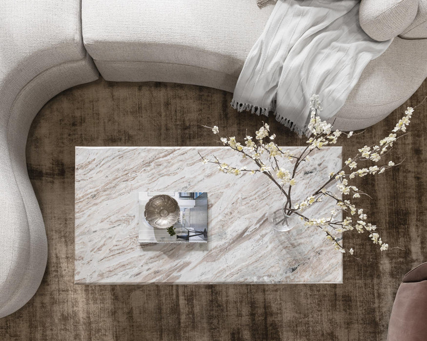 Bowman - Marble Rectangular Coffee Table - Rusty Gray