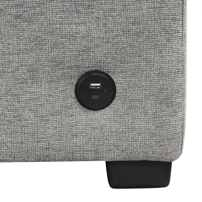 Modern 2 Seater Loveseat Sofa With Pull-Out Bed, Fabric, Built-In USB Ports & Cup Holders