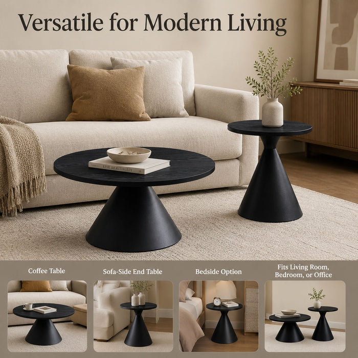 2 Piece Coffee Round Table Set