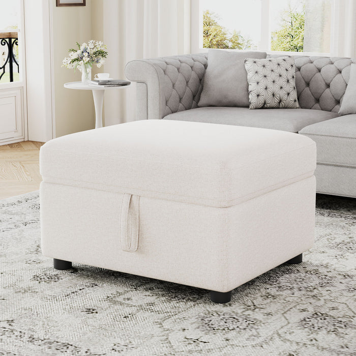 Movable Storage Ottoman Footrest For Living Room