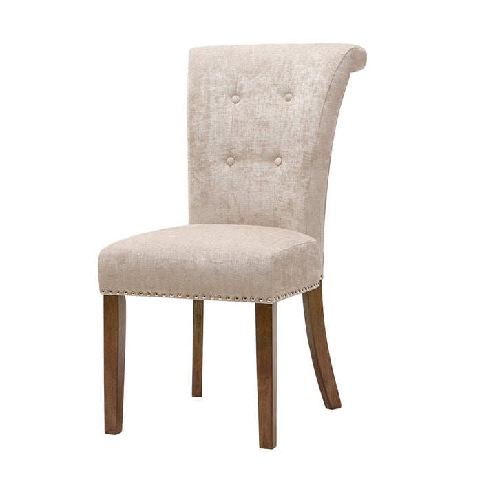 Roll Back Button Tufted Armless Dining Chairs (Set of 2) - Cream