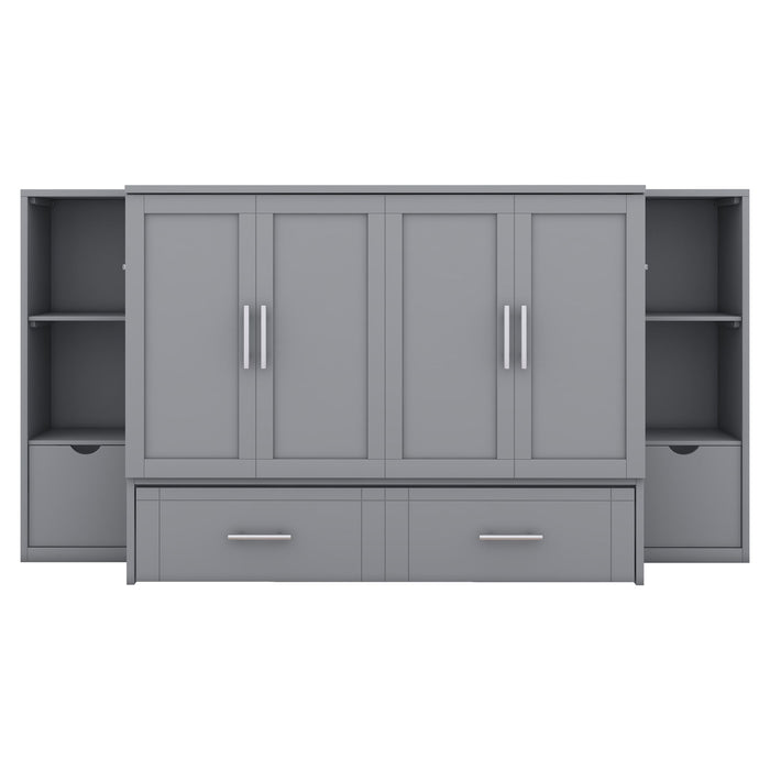 Murphy Bed With Shelves, Drawers And USB Ports