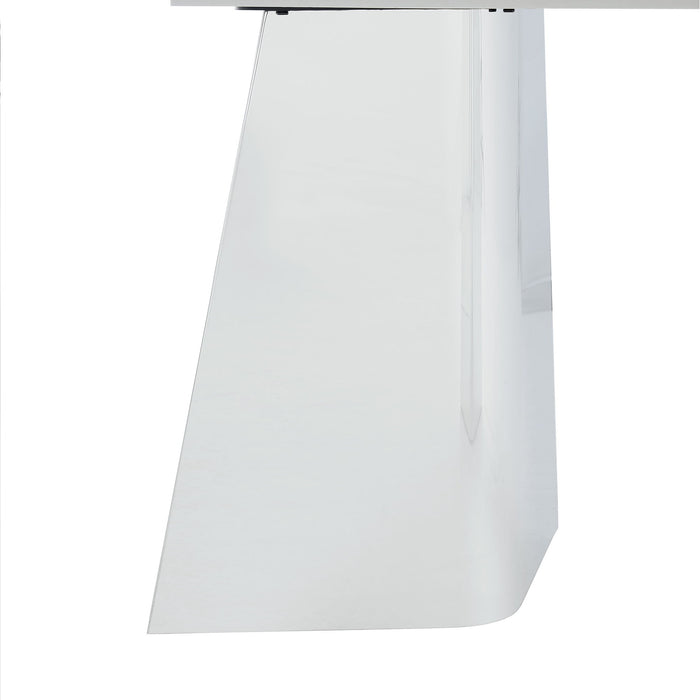 Modern Marble Patterned Dining Table With Stainless Steel Butterfly Legs, Scratch And Heat Resistant - Black / Silver