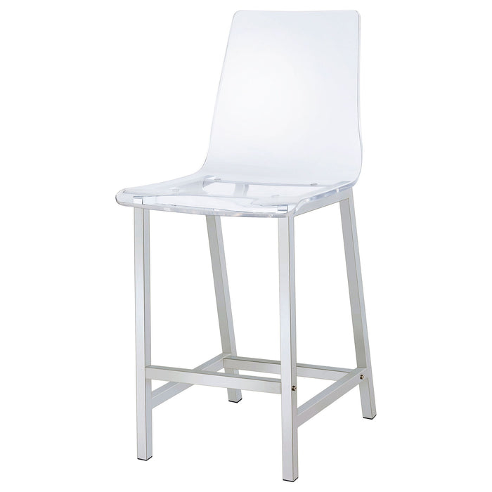 Counter Height Stools With Curved Back Design (Set of 2) - Clear