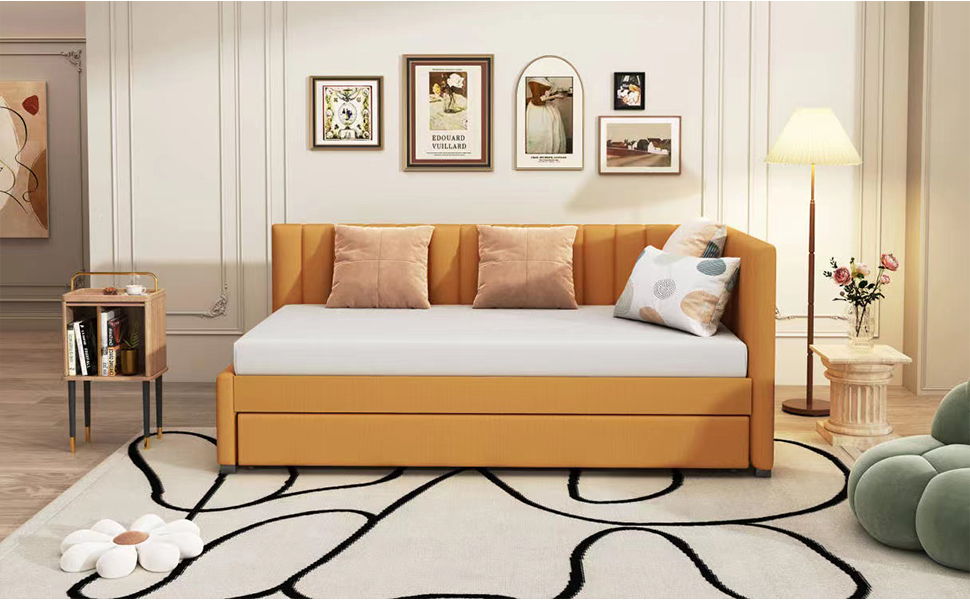 Upholstered Daybed, Sofa Bed Frame, No Box Spring Needed