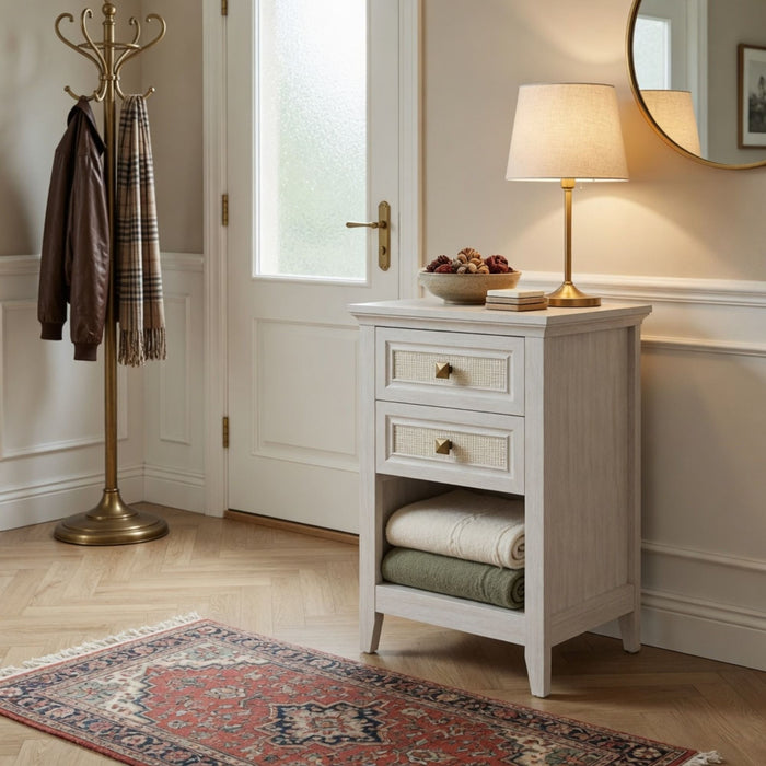 Nightstand With 2 Drawers Bedside Table