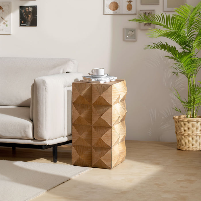 Side Table With 3D Embossed Pattern Design