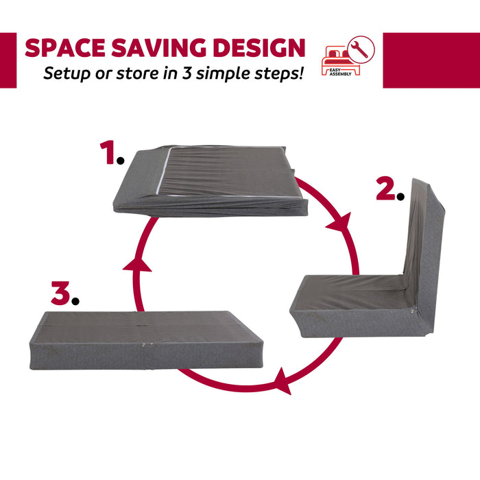 Foldable 9" Twin Size Metal Mattress Box Spring Foundation Bedroom Furniture Bed Base - Gray