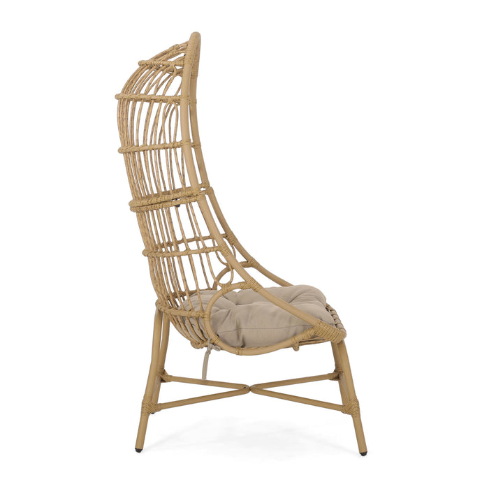 Outdoor Accent Chair With Basket Shape - Light Brown