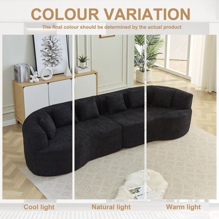 Curved Sectional Sofa With 6 Pillows