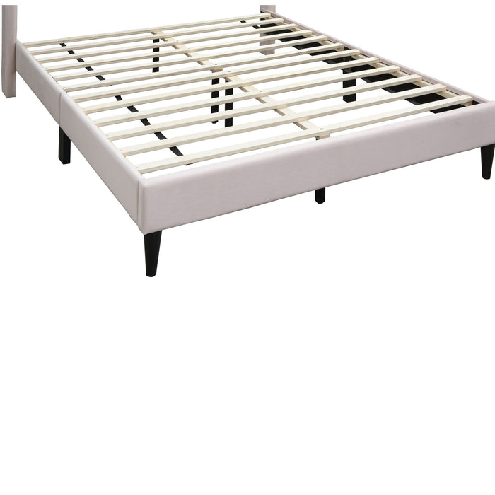 Elegant Bed With Upholstered Headboard, Platform Base