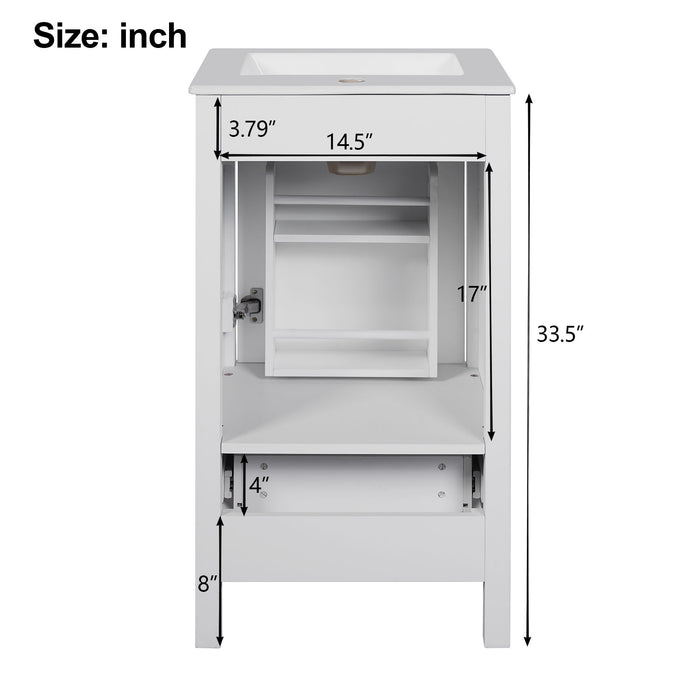 Bathroom Vanity With Ceramic Sink, Soft Close Drawers, Door Organizer, Divider Drawer, Adjustable Foot Pads