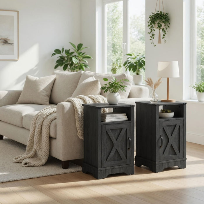 Farmhouse Nightstand, Charging Station & Storage