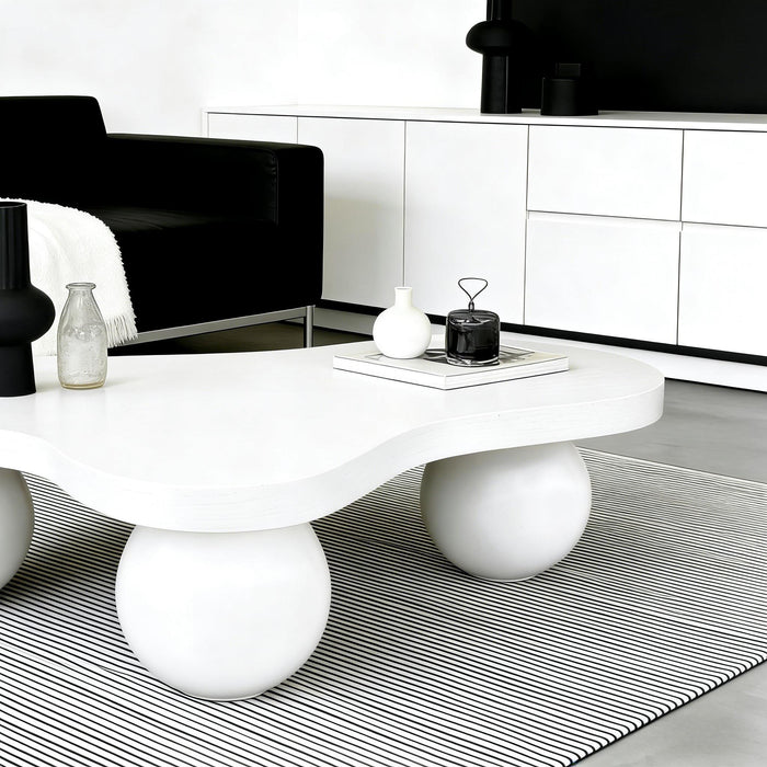 Cloud Shaped Coffee Table With 3 Ball Legs For Living Room