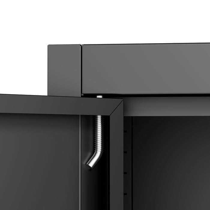 Storage Cabinet With Wheels And Lock, 4 Adjustable Shelves, 3 Point Locking Security, For Tool Organization In Garage - Black