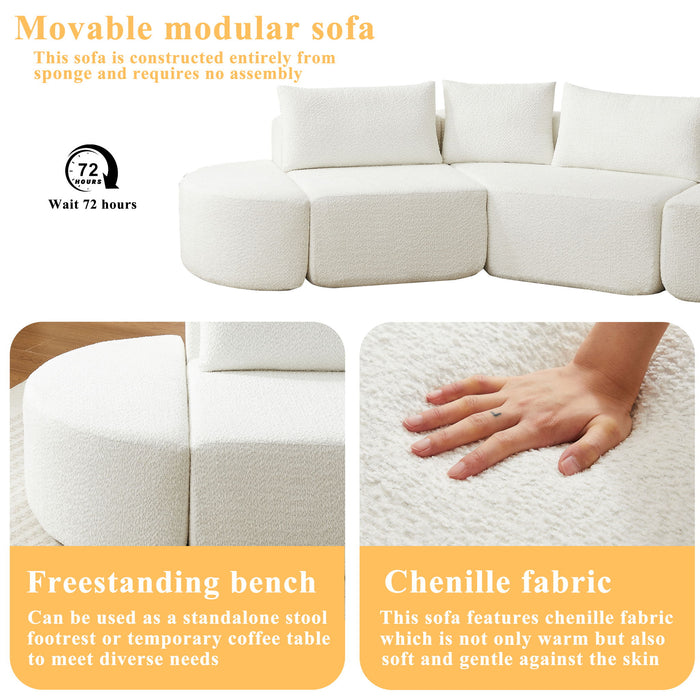 V - Shaped Modular Sofa Set With 3 Pillow