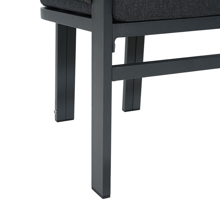 7 Piece Outdoor Dining Set With Table And 6 Chairs - Black / Teak / Gray
