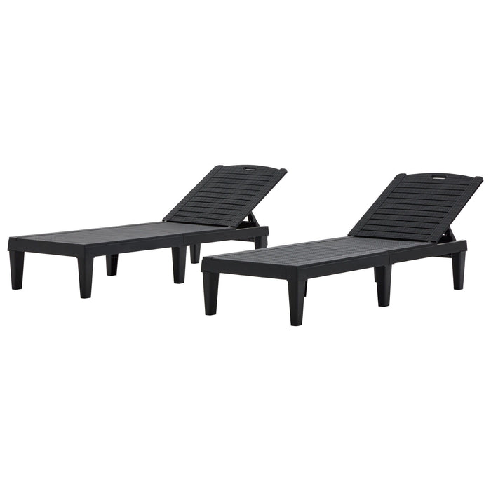 2 Piece Outdoor Chaise Lounges With Adjustable Backrest