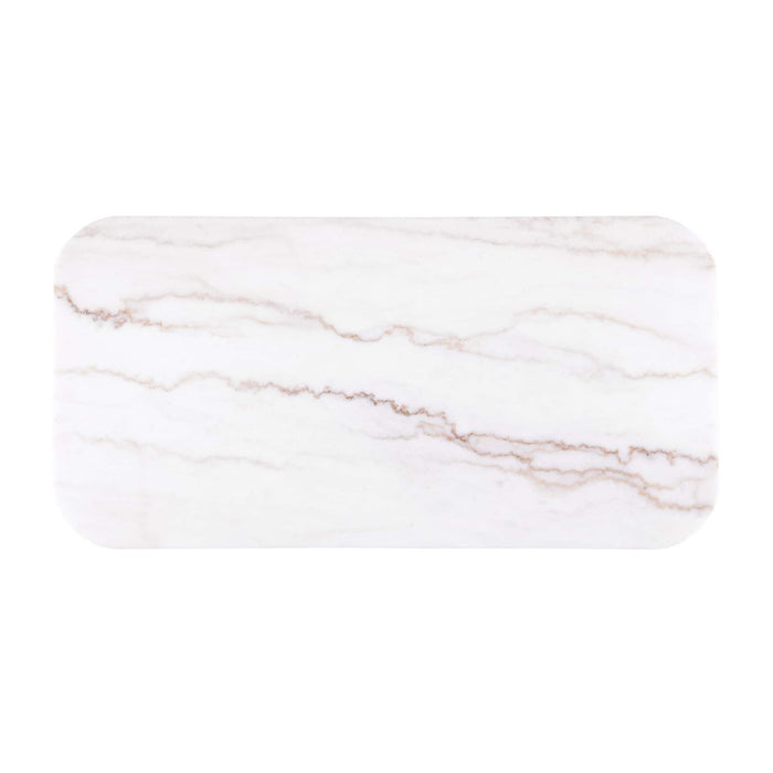 Rectangle Cocktail Table Genuine Accent Plinth Base Living Room - Brown / Gold / White