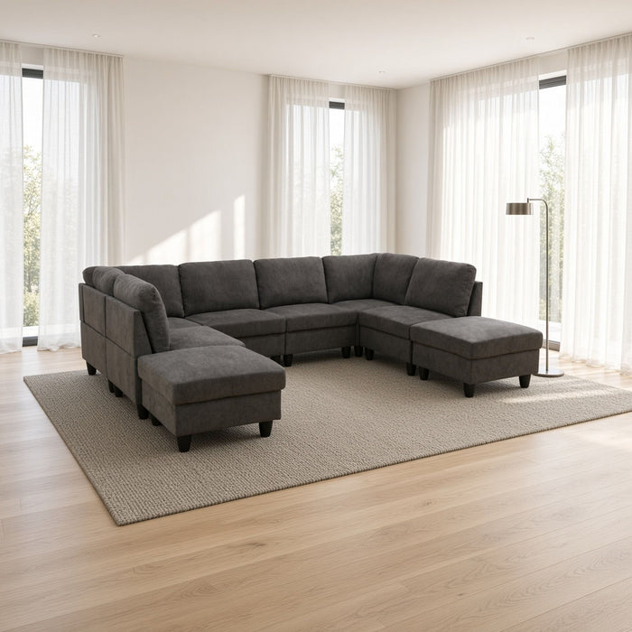 8 Piece Modular U - Shape Sectional Sofa