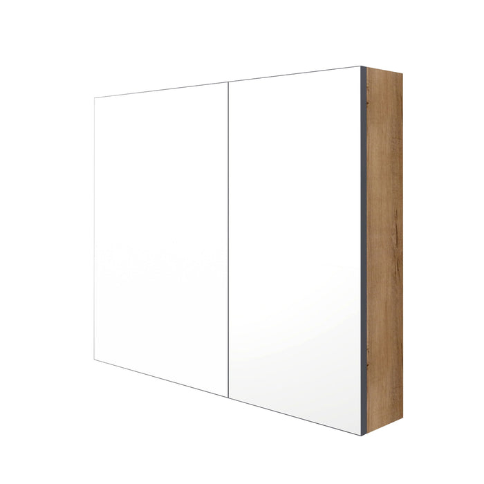 33.56" Wall Mounted Bathroom Cabinet With Adjustable Shelves - Imitative Oak