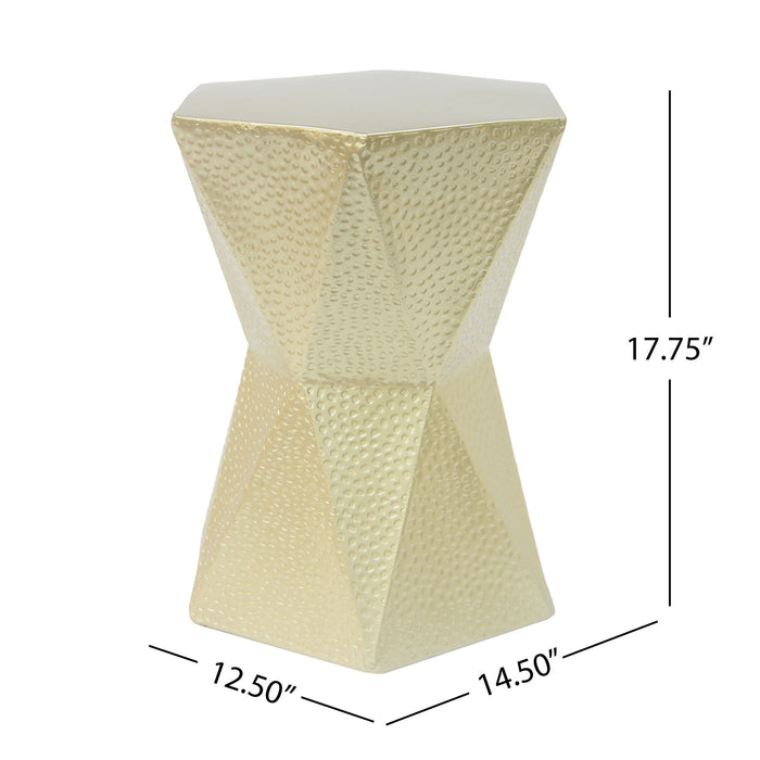 Modern Hexagon Side Table With Knockout Pit Texture - Gold