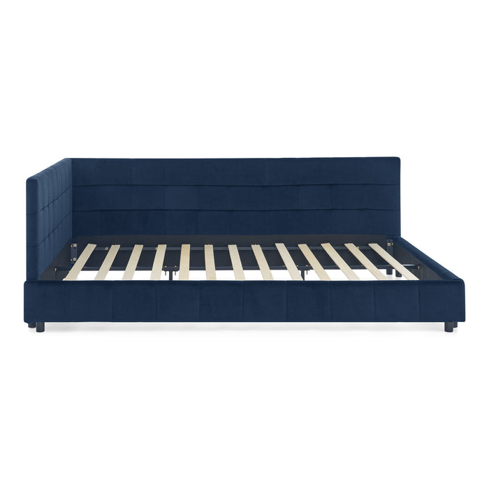 Mid-Century Storage Upholstered Tufted Bed Frame With Backrest And Armrests