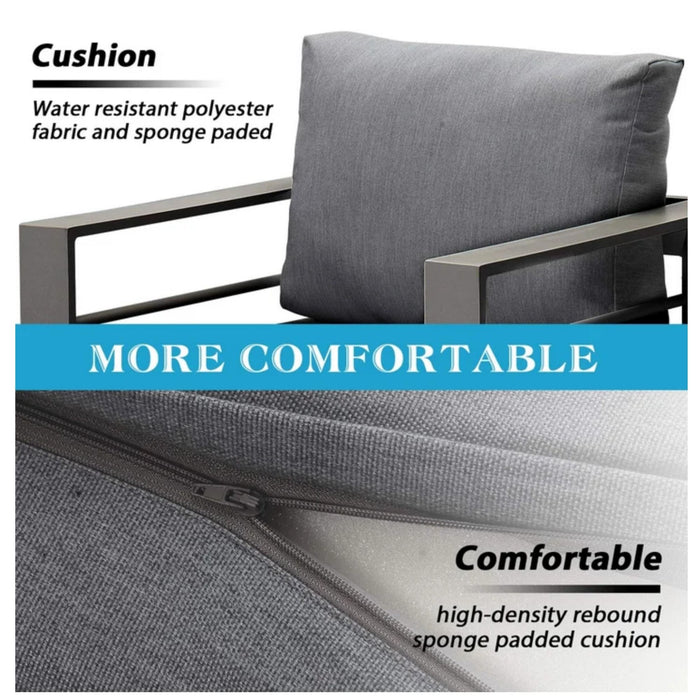 Patio Armchairs With Thick Cushions, All Weather (Set of 2) - Gray / Gray