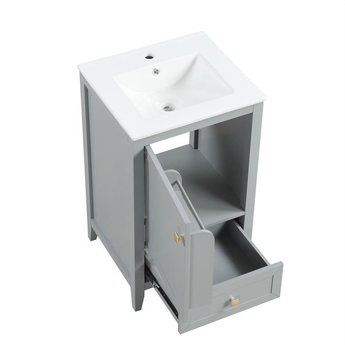 Bathroom Vanity With Sink, Soft Closing Cabinet Door, Storage Rack And Drawer