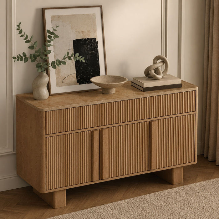 Curved Credenza, Wide Storage Cabinet For Dining Room