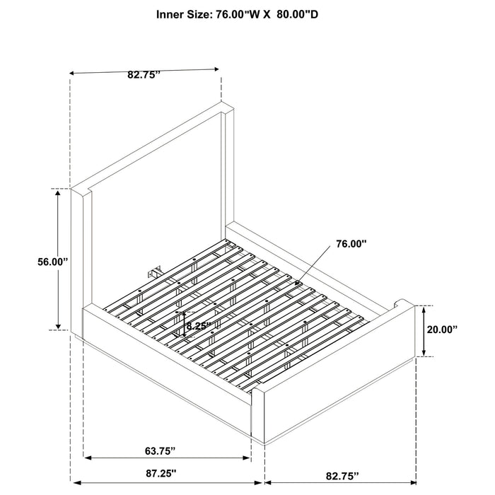 Kensington - Eastern King Sleigh Bed With Tall Wingback Headboard - Cream