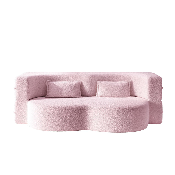 Modern Floor Sleeper Sofa Bed With 2 Pillows, Convertible Twin Size Folding Mattress For Living Room