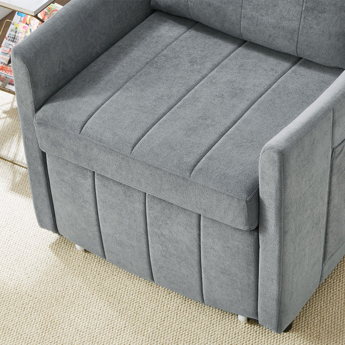 Upholstered Convertible Sleeper Sofa With 5 Position Backrest, Side Pockets, Storage