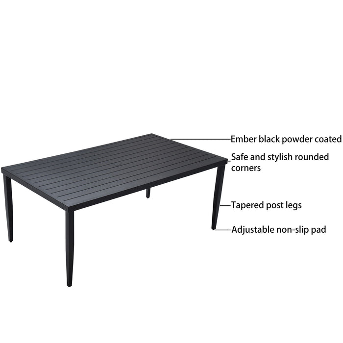 Outdoor Patio Dining Table With Tapered Feet & Umbrella Hole