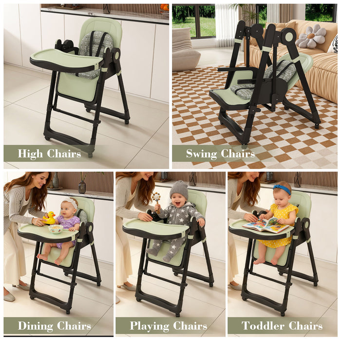 Convertible Baby High Chair To Rocker With 5 Point Harness