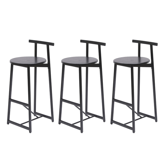 Modern Bar Stools With Backrest For Kitchen (Set of 3)