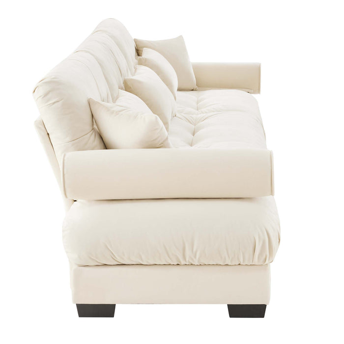 Modern Oversize Sofa With Cloud Like Comfort, Featuring Waist And Throw Pillows