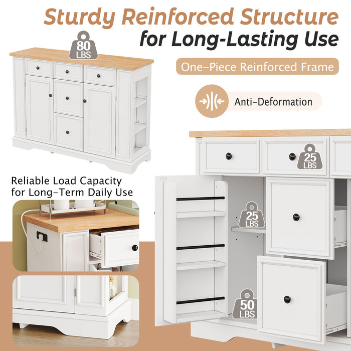 Sideboard Buffet Cabinet With 5 Drawers, 2 Cabinets, Adjustable Shelves