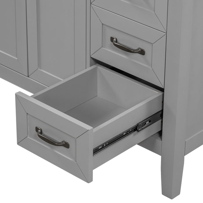 Modern Bathroom Vanity Base Only, 2 Doors And 3 Drawers