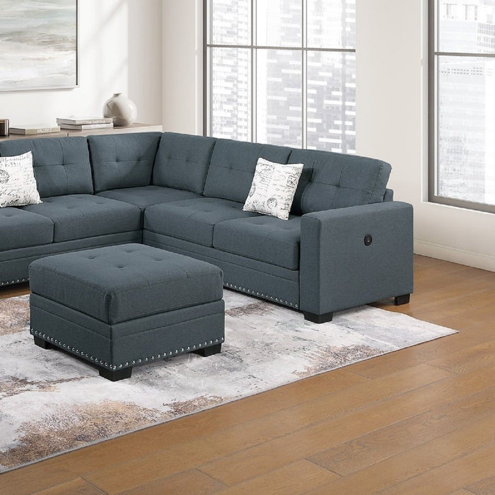 Casual Simple Tufted Sectional 4 Piece Set With USB Loveseat
