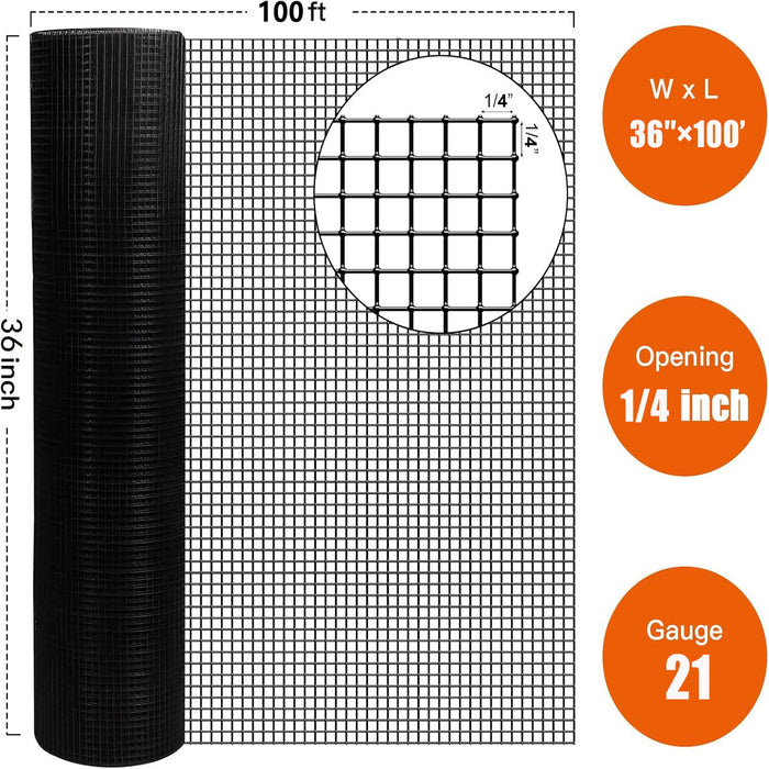Vinyl Coated Hardware Cloth, Welded Wire Fence For Poultry And Home Improvement - Black