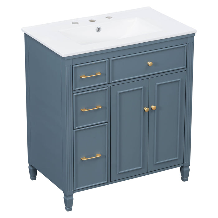 Freestanding Bathroom Vanity With Sink, Soft Close Door, Tip Out Drawer