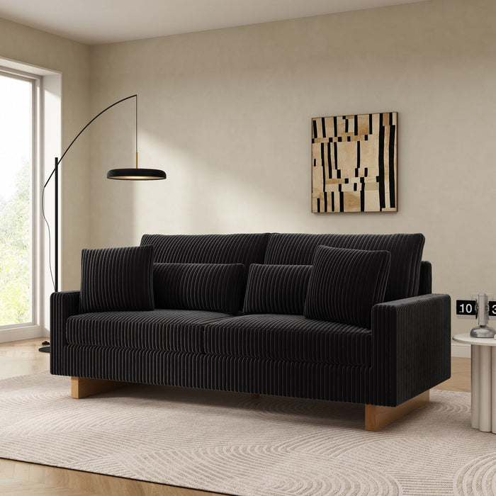 Modern Corduroy Loveseat Sofa With 4 Pillows