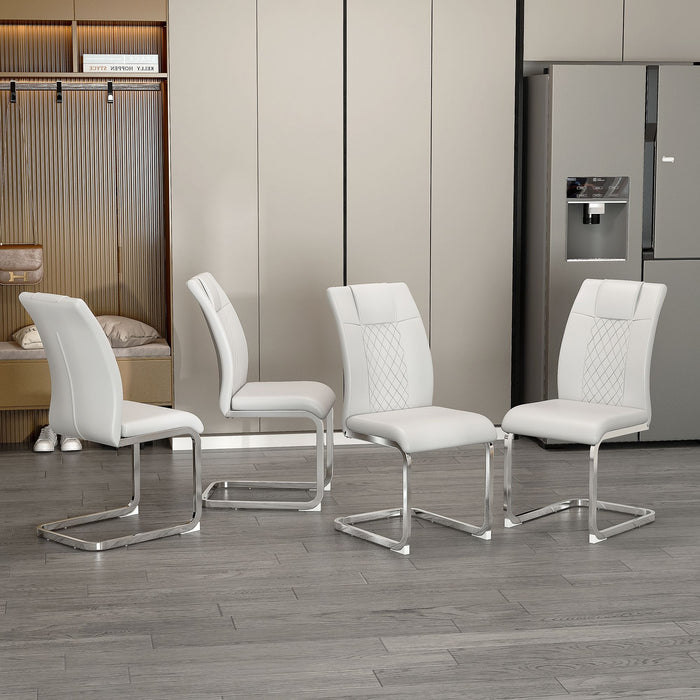 Modern Dining Chairs With Padded Seat, Metal Legs
